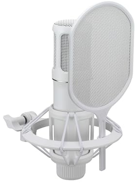 YAMAHA YCM705 Kondensatormikrofon – Studioqualität, 1-Großmembran, PAD -10/-20 dB, Low-Cut-Filter, Frequenzgang 20 Hz–20 kHz, hoher Dynamikumfang – Weiß