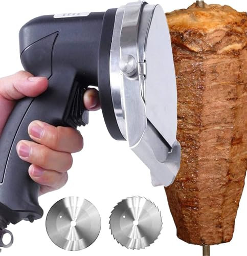 Affettatrice portatile per Doner Kebab, coltello elettrico per Shawarma Gyro Kebab da 80 W, efficienza di taglio 60 kg/h, spessore regolabile da 0 a 8 mm per macchina Shawarma,Wiretype