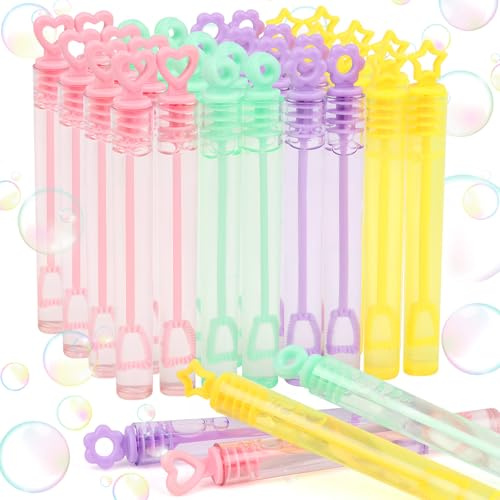 JOFONY Lot de 36 mini baguettes à bulles en vrac pour enfants, bâtons à bulles pastel pour fournitures de fête, décorations d'anniversaire, sacs cadeaux, cadeaux de carnaval, prix
