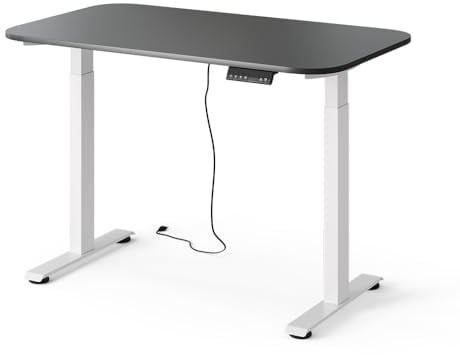 Vicco Schreibtisch höhenverstellbarer Elevate, Weiß/Anthrazit, 120 x 70 cm | 2 Motoren, zur elektrischen Höhenanpassung für ergonomisches Arbeiten