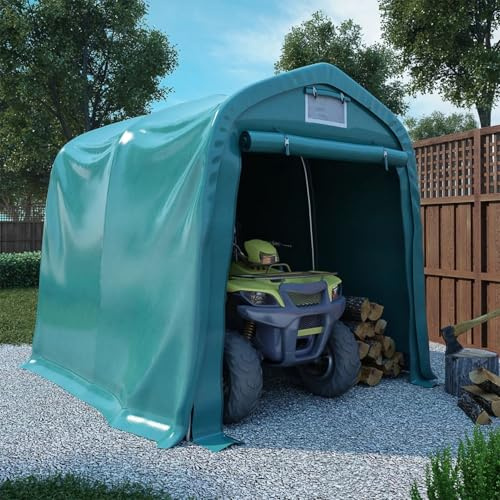 HOMELEN Garage Tent PVC 1.6x2.4m Waterproof Storage Shelter, Heavy Duty 500g/m² Green Canopy with Galvanized Steel Frame, Vehicle Carport Protection for Outdoor Garden Yard Weather Resistance