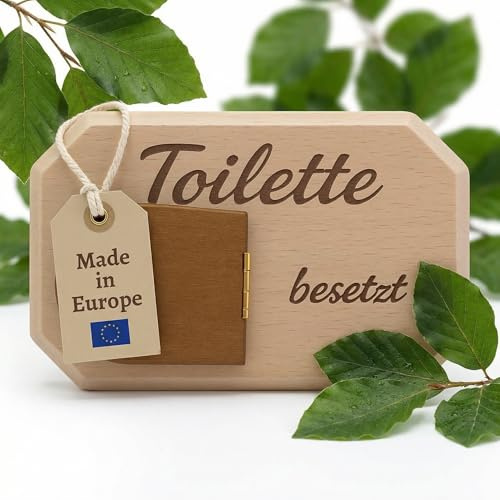 Cartello WC per ospiti WC – cartello occupato WC libero/occupato – targa WC autoadesiva in legno d'acero 12 x 8 cm – targa WC Made in Europe