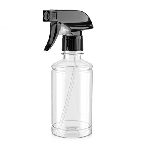 Muexoee 250ml Clear Plastic Spray Bottle, Graduated Hair Spray Bottle, Black Nozzle, Adjustable Spray Size, Suitable for Beauty Cleaning Gardening and Pets