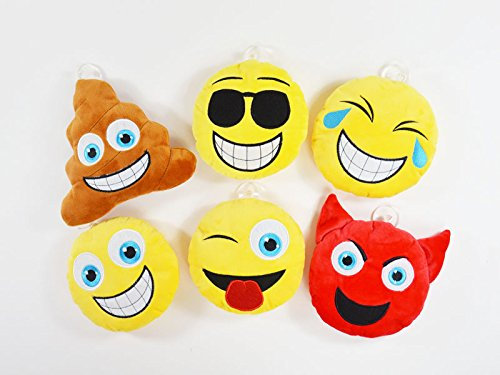 BUSDUGA - Emoticon Kissen mit Saugnapf, ideal fürs Auto - wählen Sie ihre Emotion (16cm) (Zunge)