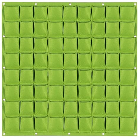 Jazooli 72 Pockets Hanging Planter Bags, Hanging Vertical Wall Mounted Plant Planting Grow Bags, Herb Garden Planter Outdoor Indoor Growing Bag, Greening Flower Container 1m x 1m (Green)