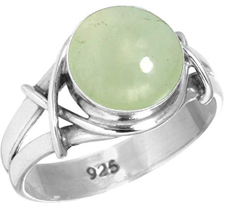 Jeweloporium Grün Echt Prehnit 925 Silber Ringe für Frauen Edelstein Cocktail Silber Ringe Größe 64(20.4) Weihnachten - Geschenk viktorianisch Schmuck