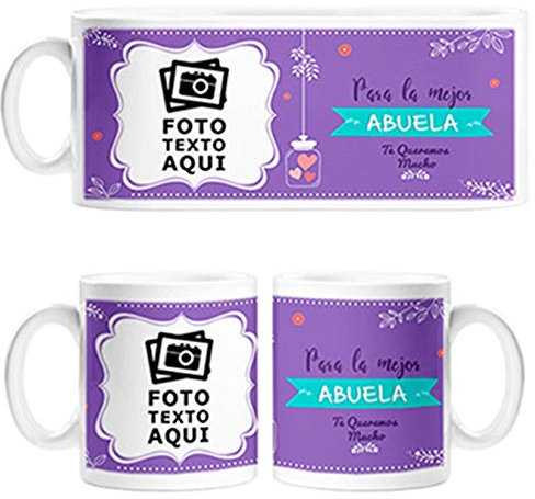 Diver Tazas Taza Personalizada con Foto para la Mejor Abuela te Queremos Mucho - Cerámica