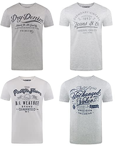 riverso Tshirt Herren Baumwolle Regular Fit RIVLeon 4er Set Pack Rundhals Kurzarm Sommer Tee Shirt Print, Größe:5XL, Farbe:Farbmix 13
