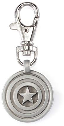 Royal Selangor Handgefertigter Schlüsselanhänger aus Zinn mit Captain America-Emblem aus der Marvel-Kollektion.