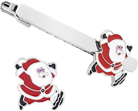 Happyyami 2Pcs Schöne Weihnachten Krawattenklammer Weihnachten Winter Santa Claus Krawattenklammer Hochzeit Barverschluss
