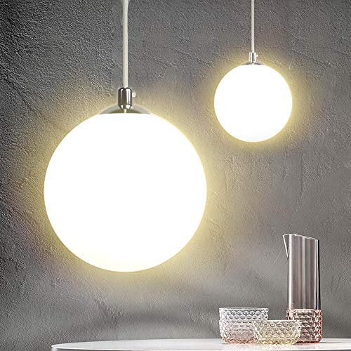BAKAJI Lámpara colgante portalámparas de bola de cristal mate soporte de metal cromado diseño moderno casquillo E27 bombilla máx. 40 W iluminación decoración casa (50 cm)