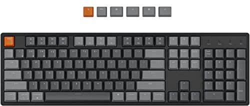 Keychron K10 Full Size DE ISO Layout RGB Hot-Swap-fähige mechanische Tastatur, Multitasking-Gaming-Tastatur mit 104 Tasten, Bluetooth, kabellos/USB, mit Gateron G Pro Roter Schalter, Aluminiumrahmen