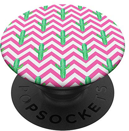 Pink Zig Zag Elegant Prickly Cactus Tropical Plant Design PopSockets PopGrip: Swappable Grip for Phones & Tablets