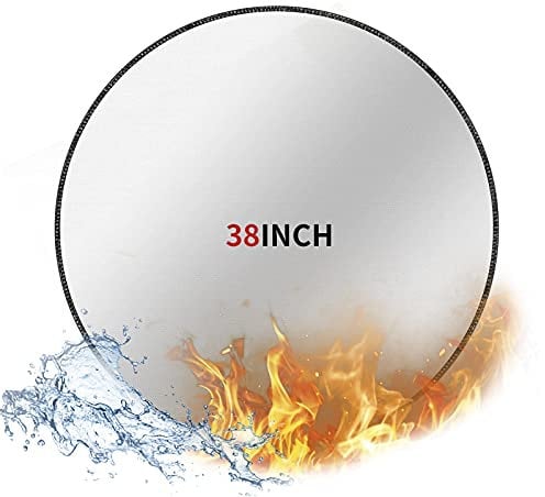 Tamfile Fire Pit Mat for Decking, 38″ (96.5cm) Round Fire Pit Pad Fireproof Waterproof Heat Proof Silicone Mat, Outdoor Grill Mat for BBQ for Grass, Backyard, Patio, Camping, Lawn and Wooden Floor