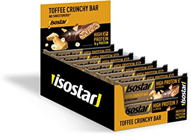 Isostar High Protein 30 Protein Riegel (16x55g), Leckere High Proteinriegel Toffee Crunchy Geschmack, Eiweißriegel mit hohem Proteingehalt für messbare Ergebnisse