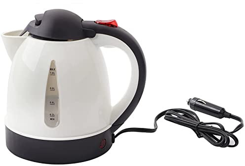 Tyenaza Elektrischer Auto Wasserkocher, 1000 ML Tragbarer Heizbecher Flasher mit Zigarettenanzünder Stecker 304 Edelstahl für Heißwasser, Kaffee, Tee (12V/150W)