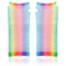 AKH® Lange Fischnetz-Handschuhe in Regenbogenfarben, Einheitsgröße für Damen, fingerlos, Netz-Handschuhe, dehnbar, Regenbogenfarben, Handgelenk-Handschuhe für 80er Jahre, Kostüm, Tutu, Zubehör
