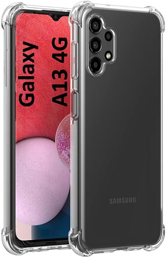 USTIYA Schutzhülle für Samsung Galaxy A13 4G, TPU, 4 Ecken, transparent, weich