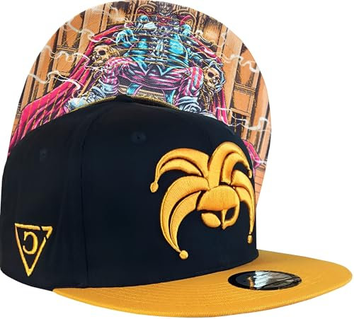 Capiche [99+ Designs] Clown Hut, King Clown, Snapback Cap Herren Lustig, Mitternachtsblauer und Gelber Snapback, Senfgelbe Baseballkappe, Dunkles Kunst Tattoo Horror Design, Krone, Flatcap