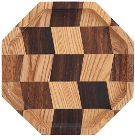Bandeja de madera, bandeja de servir, bandeja de madera, bandeja vintage para desayuno, té, mesa de café, bandeja para frutas, dulces, alimentos, decoración del hogar, madera (20 x 20 cm, cinco caras)