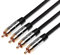 JuicEBitz RCA to RCA Cable 2m, Pro Series 2 RCA Male to Male Audio Cable Phono Leads Double Shielded Braided Speaker Cable Phono To Phono Cable Audio Component Cable for AMP Turntable DAB + More