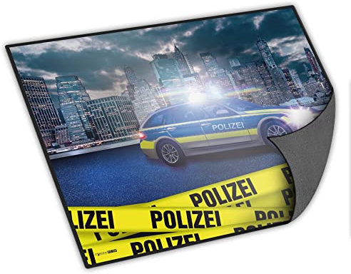 itenga Schreibtischunterlage mit Motiv abwischbar rutschfest glatt 40x53cm Kunststoff Schreibunterlage für Kinder (Motiv Polizei)