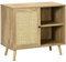 HOMCOM Küche Anrichte Buffet Wohnzimmer Küche Anrichte mit Rattan Tür und 2 Regale für Esszimmer 80x39x70 cm Natur