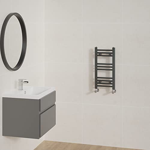 NRG Straight Anthracite Bathroom Heated Towel Rail Radiator Central Heating Ladder Rad Warmer 600x300mm