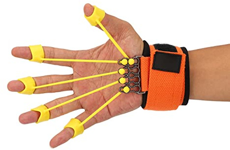 Fingertrainer, Silikon Fingertrainer Handtrainer Fingerstrecker mit 5 Fingermanschetten für Fingermuskeltraining und Verbesserung der Flexibilität Klettern, Gitarre, Tennis, Baseball