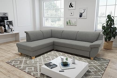DOMO. collection Ecksofa Panama, klassisches Ecksofa in L-Form, Eckcouch, Sofa Couch, Ecke 254 x 186 cm, in dunkelgrau