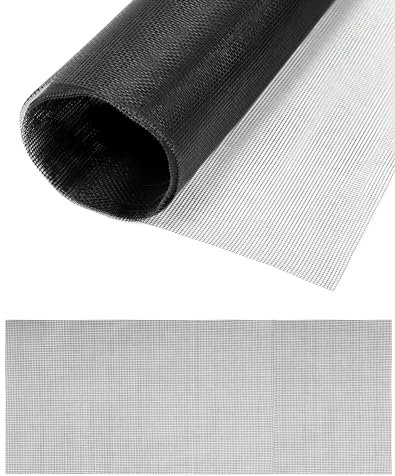 QWORK® Rete zanzariera ricambio, zanzariera in fibra di vetro, 120x300cm, mantenere la circolazione dell'aria fresca, nero, 18 mesh