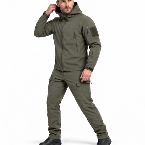 WENNEWU Taktische Jacke und Hose für Herren, Herren taktische Jacke und Herren taktische Hose, Militär Anzug Set für Airsoft, Paintball, Jagd, Wandern und Freizeit