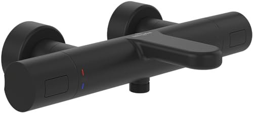 Villeroy & Boch Universal Taps & Fittings Badewannenthermostat, Badewannenarmatur mit Verbrühschutz und Sicherheitssperre bei 38°, Mischbatterie Badewanne Aufputz, rund, Matt Black