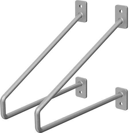 ML-Design 2 Stück Regalhalterung, 220 mm, Silber, aus Stahl, Haarnadel Regalhalterungen, Schwebe Regalwinkel, Hairpin Wandhalterung, Regalträger für Wandmontage, Industrielle Wandregal, Wandkonsole