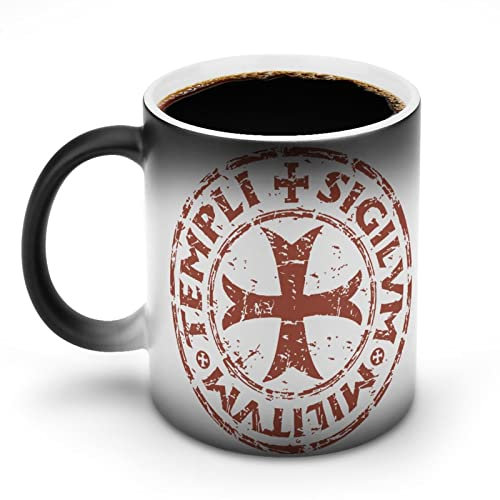 Knights Templar Seal Symbol Customize Magic Heat Changing Mug Ceramic Cup Coffee Mugs Heat Sensitive Funny Gift