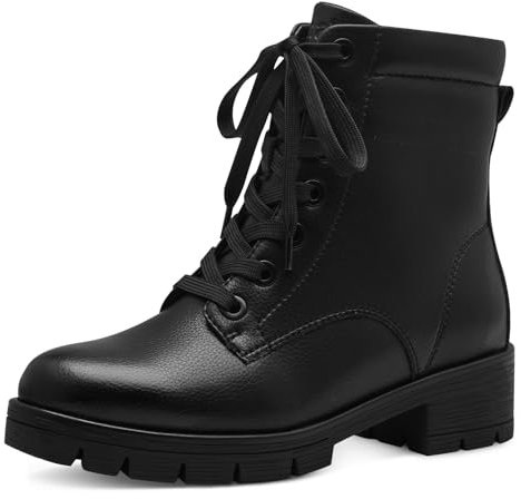 Jana Damen Stiefeletten zum Schnüren mit Reißverschluss Vegan, Schwarz (Schwarz), 42 EU
