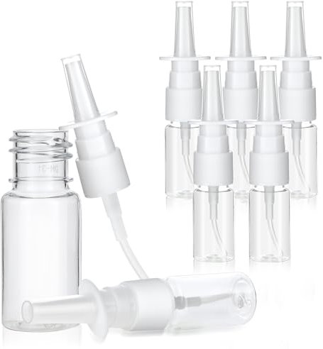 simarro Botella vacía de 10 ml, atomizador, 7 unidades, pulverizador rellenable, pulverizador de nariz de plástico, pulverizador fino de pulverización nasal, perfume de aceite esencial (transparente)
