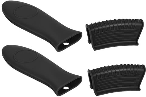 sourcing map 4 fundas de mango de sartén de hierro fundido, soporte de mango caliente de silicona, funda de mango de olla resistente al calor para sartenes de hierro fundido, ollas de metal, planchas,