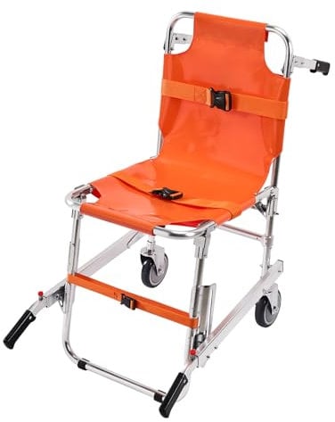 VEVOR EMS-Treppenstuhl 159kg Tragfähigkeit faltbarer Notfall-Treppensteigrollstuhl aus Alu mit 2 Rädern tragbarer Treppenlift Krankenwagen Feuerwehrmann Evakuierung für ältere Menschen und Behinderte