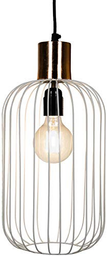 MAADES Design Vintage Pendelleuchte Lampe | Hängeleuchte Albo Weiß Kupfer Ø = 22cm, geeignet für E27 Leuchtmittel | Diese Deckenlampe ist für Ihre Küche, Wohnzimmer oder über den Esstisch