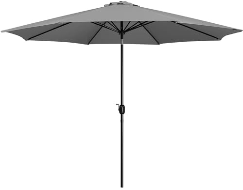 Yaheetech Garden Parasol Umbrella 3.2m Patio Table Umbrella Outdoor Sun Shade for Garden with Crank Handle & 8 Metal Ribs for Backyard/Deck Grey