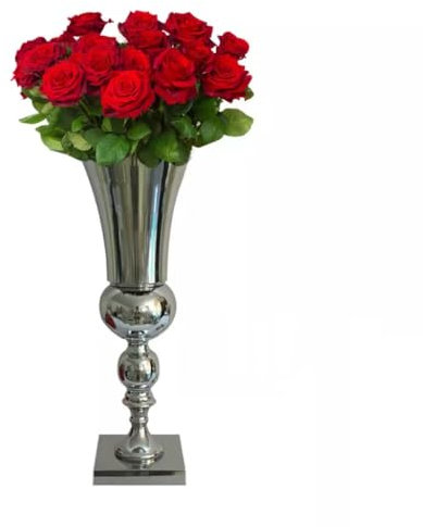 Pokal - Vaso in metallo vintage con anfore, decorazione vintage, per decorazione da tavolo, centrotavola, decorazione per matrimonio, trasparente (50 cm)