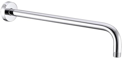 Shower Arm with Flange, Made of 304 Stainless Steel, 20 Inch Shower Head Extension Extender Pipe Arm, Wall-Mounted for Fixed Bathroom Shower Head (Chrome)