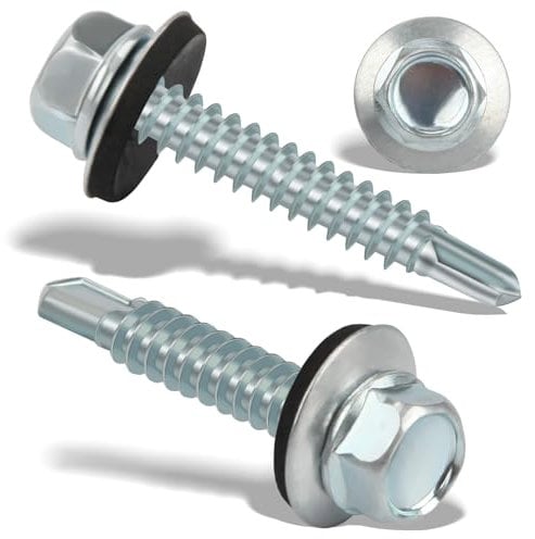 80 viti autofilettanti da 4,8 x 35 mm, viti autofilettanti con guarnizione, viti da tetto con rondella di tenuta, viti autofilettanti (argento)