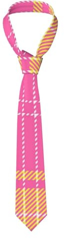 KWQDOZF Cravatta sottile da uomo in tinta unita scozzese gialla e rosa. Cravatta sottile