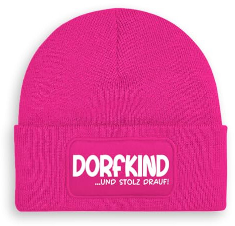 Prozente Momente Dorfkind - Beanie | Strickmütze | Wollmütze | Beanie mit Druck | lustige Sprüche | Apres-Ski | Winter | Pink