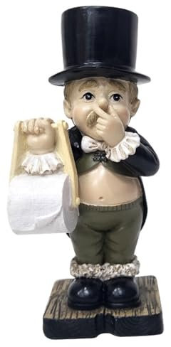 Peosaard Butler -Statue mit Tablett, Badezimmerdekoration Toilette Butler Harz Abbildungen 5.9x3.2 Junge Halten der Nase modern