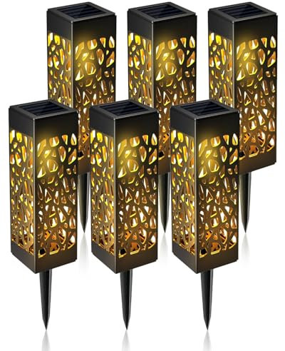 KALAHOL 2025 Newest Solar Lights Outdoor Garden, 6 Pack Warm White Garden Path Light, Auto On/Off Pathway Lighting, IP65 Solar Ornament Lights for Lawn, Patio, Yard, Driveway - 6Pack