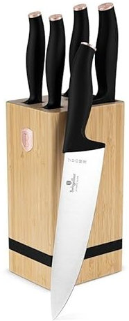 Berlinger Haus Messerset mit Ständer Bamboo 6-TLG. Black Rose Collection BH-2970