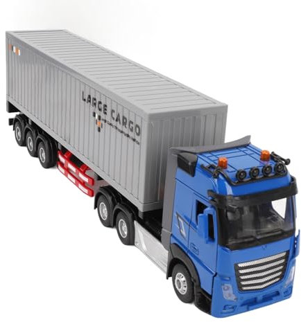 Srliya Semi-Camion télécommandé RC Semi-Transporteur RC Semi-Camion Jouet avec Portes Ouvrantes Porte-conteneur en Alliage Musique RC Semi Transporter Truck